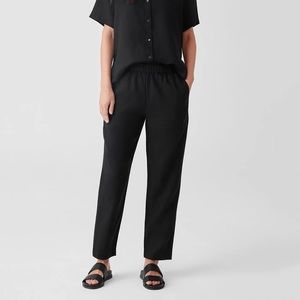 Eileen Fisher black linen pants tapered Large